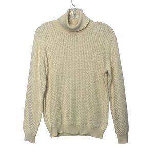 Cashmere Blend Turtleneck Sweater Womens Large Cream New WOT Canhcostier